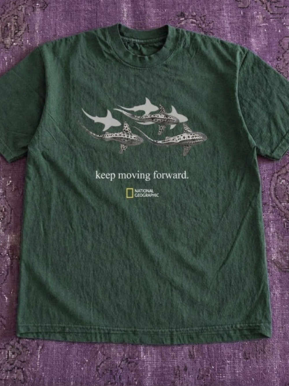 National Geographic "Keep Moving Forward" Shark Graphic Tee - Forest Green